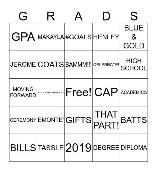 CONGRATS 2019 GRADUATES! Bingo Card