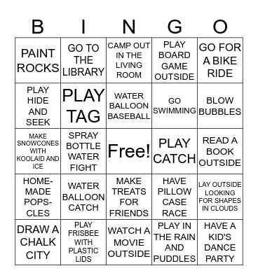 SUMMER BINGO BASH!! Bingo Card