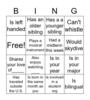 Find Someone Who... Bingo Card