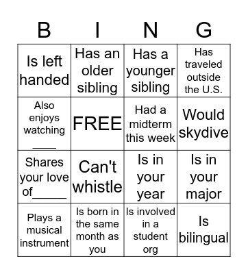 Find Someone Who... Bingo Card