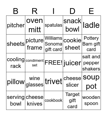 Martina's Big Day Bingo Card