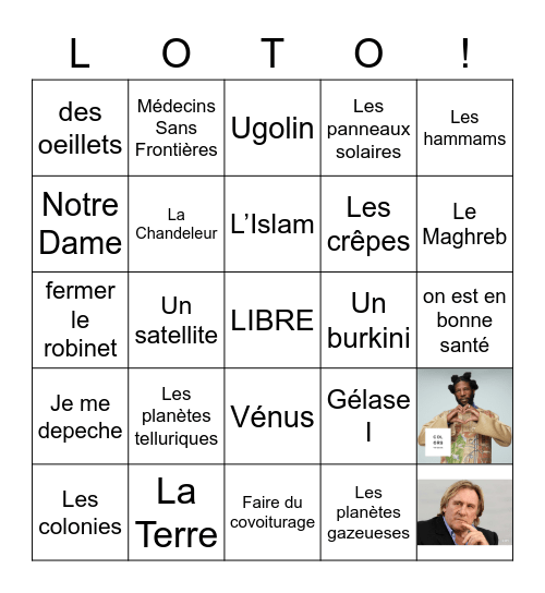 Français 4, révisons! Bingo Card