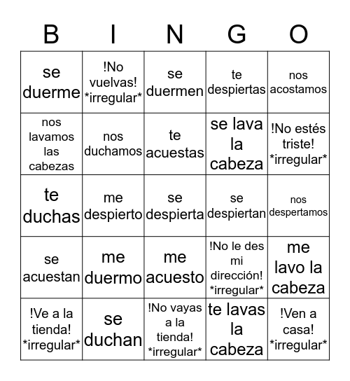 Unidad 5 Etapa 1 Bingo Card