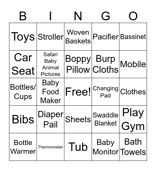 Baby Butler Bingo  Bingo Card