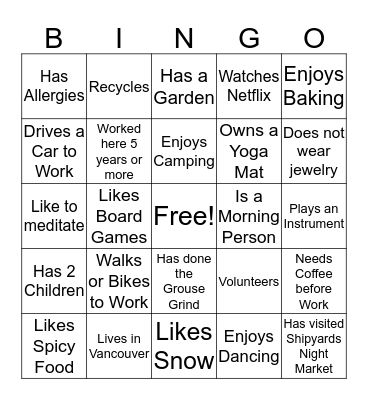 Find Someone Who... Bingo Card