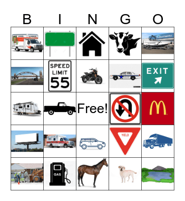 Road Trip Bingo  Bingo Card