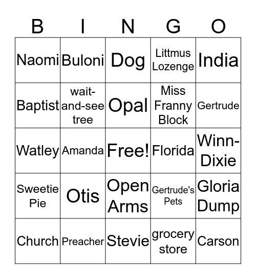 Winn Dixie Bingo Card