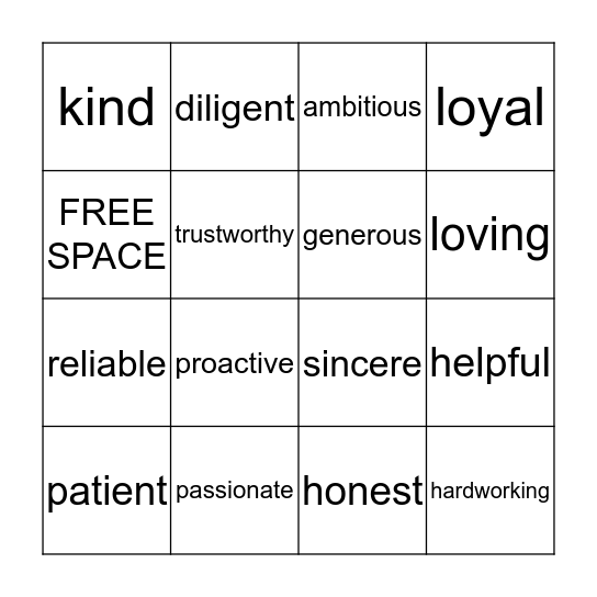 PALS BINGO Card