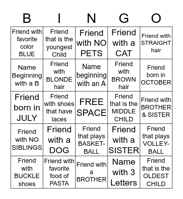 Bingo #20 Bingo Card