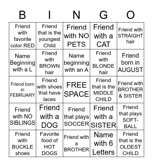 Bingo #25 Bingo Card