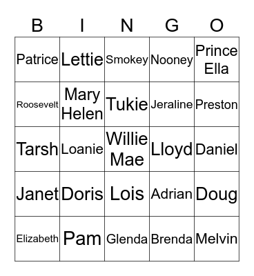 BOOKER FAMILY BINGO Card