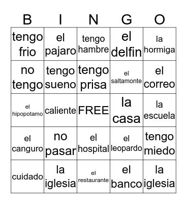 UNIT    8      BINGO Card