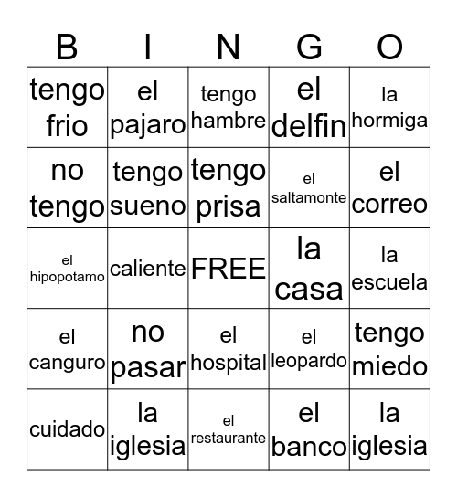 UNIT    8      BINGO Card