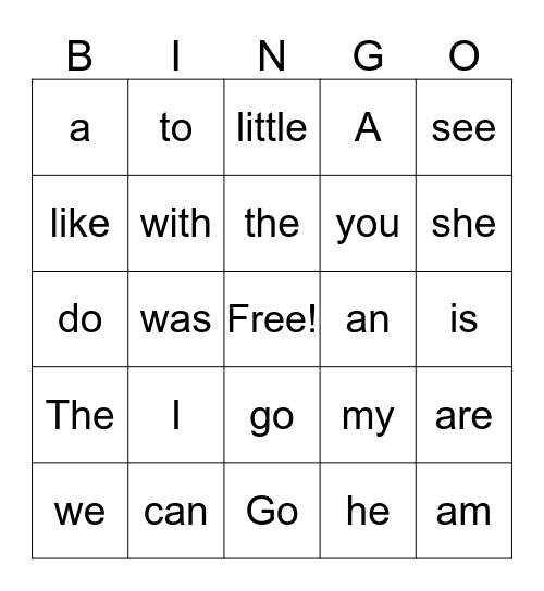 Wonders sight word bingo 123 Bingo Card