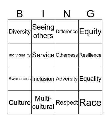 Culture and Diversity Bingo Card