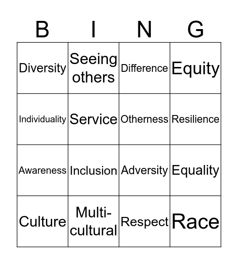 Culture and Diversity Bingo Card