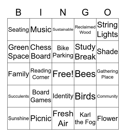 Parklet Bingo Card