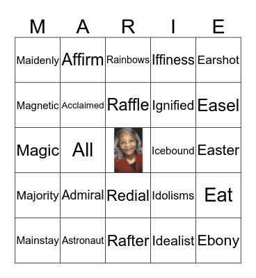 MARIE Bingo Card
