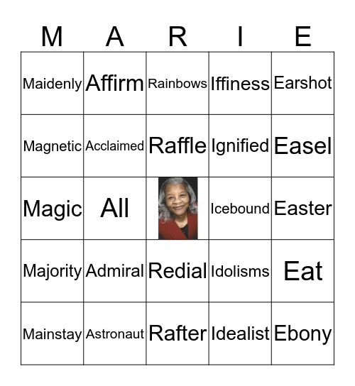 MARIE Bingo Card