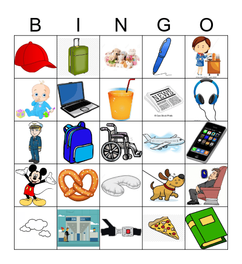 Airplane Bingo Card