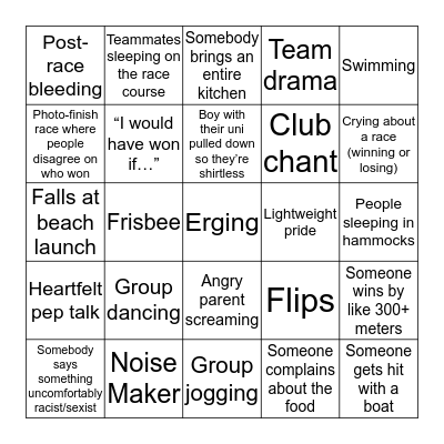 One rule: you MUST physically see or hear each event with your own eyes or ears! Bingo Card