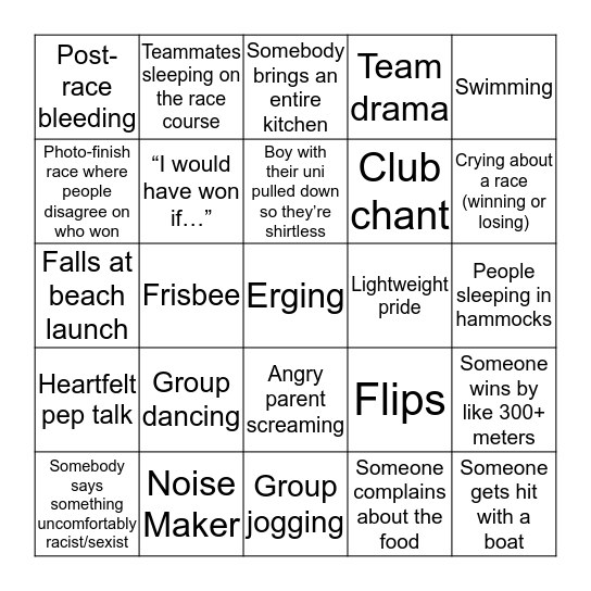 One rule: you MUST physically see or hear each event with your own eyes or ears! Bingo Card