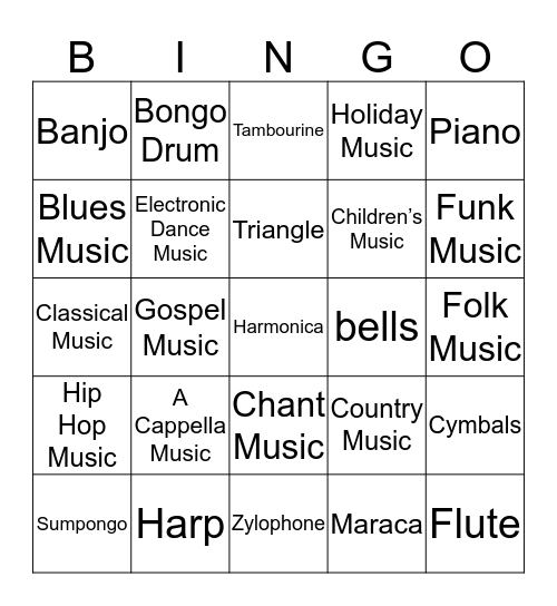 blank printable music bingo cards