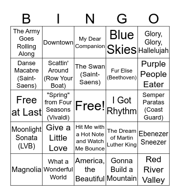 6th Grade Bingo Card