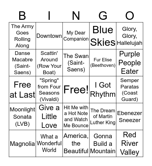 6th Grade Bingo Card