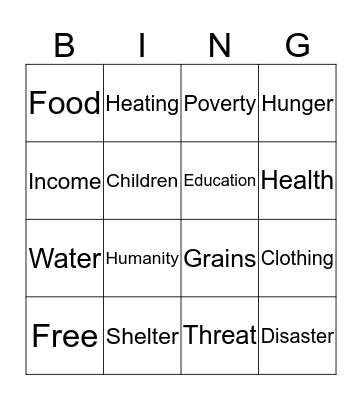 Povery Bingo Card