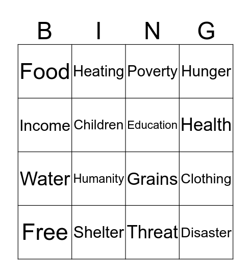 Povery Bingo Card
