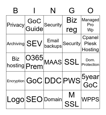 Godaddy Bingo Card