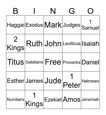 BIBLE BINGO Card