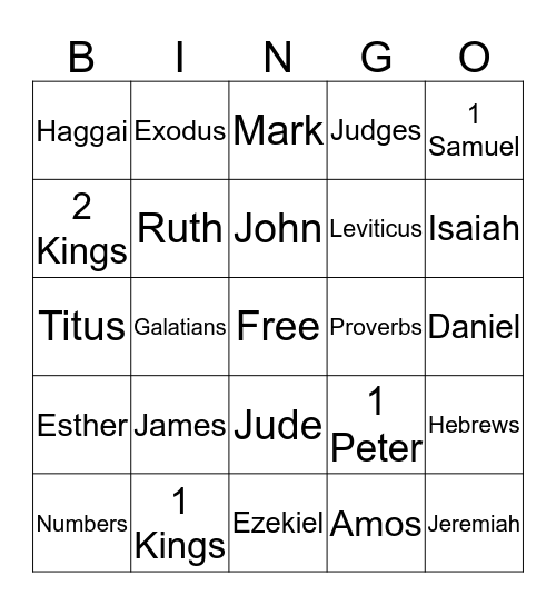 BIBLE BINGO Card