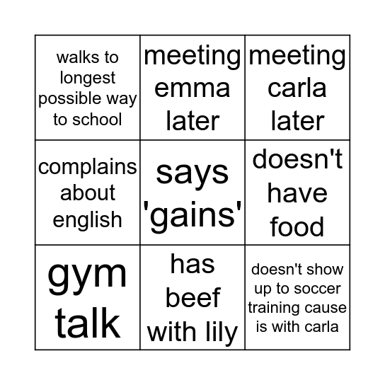 Connor bingo Card
