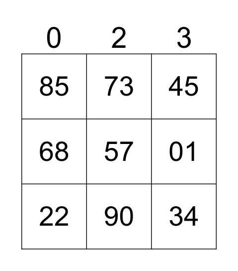 1-90 Bingo Card