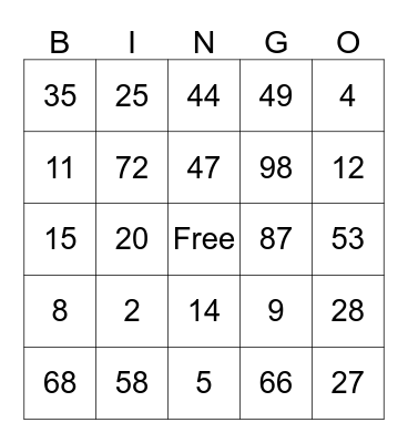 Adrainne's Birthday Bingo Card