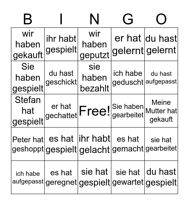 tijd Duits klaas Bingo Card