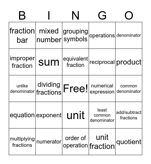 Vocab Final 3 Bingo Card