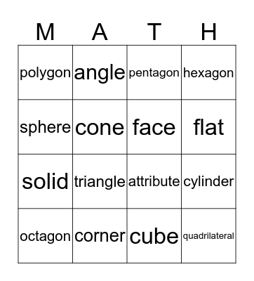 Geometry Bingo Card