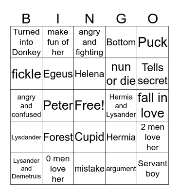MSND Bingo Card
