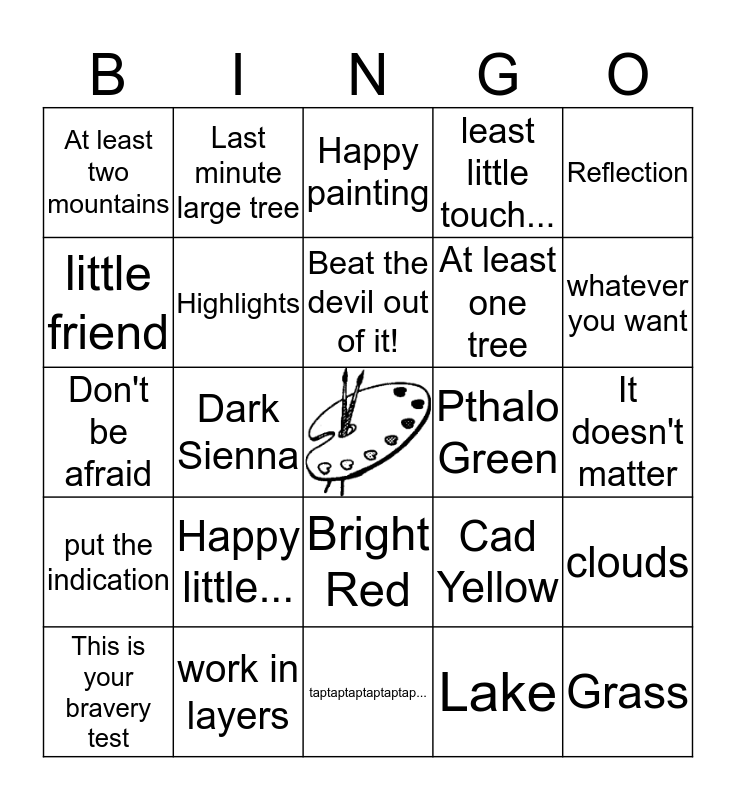 Bob Ross Bingo Bingo Card