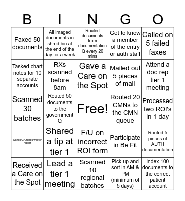 June File Clerk Bingo Card