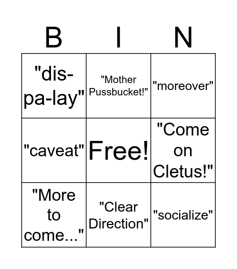 GF3 Bingo Card