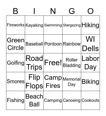 Summer Bingo Card