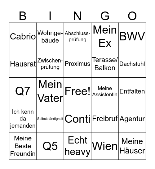 BWV Bingo Card