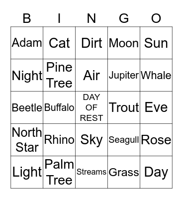 Creation BINGO Card