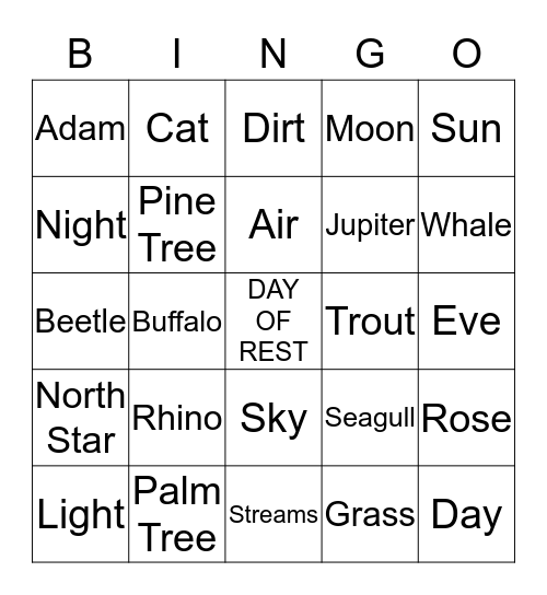 Creation BINGO Card