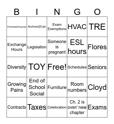 Campus PLC Bingo Card