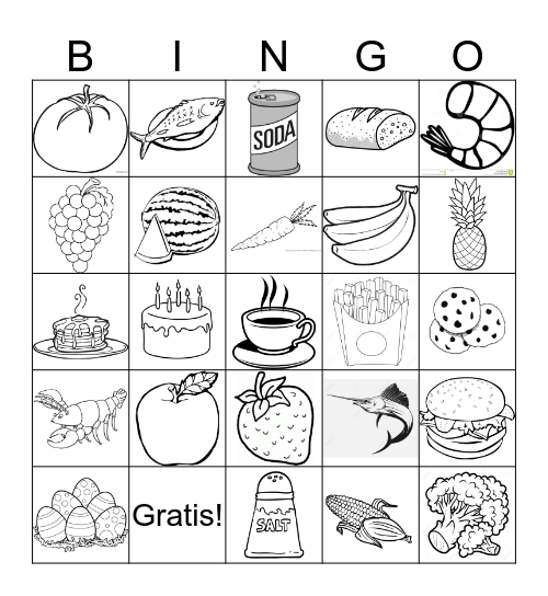 Food Bingo Card